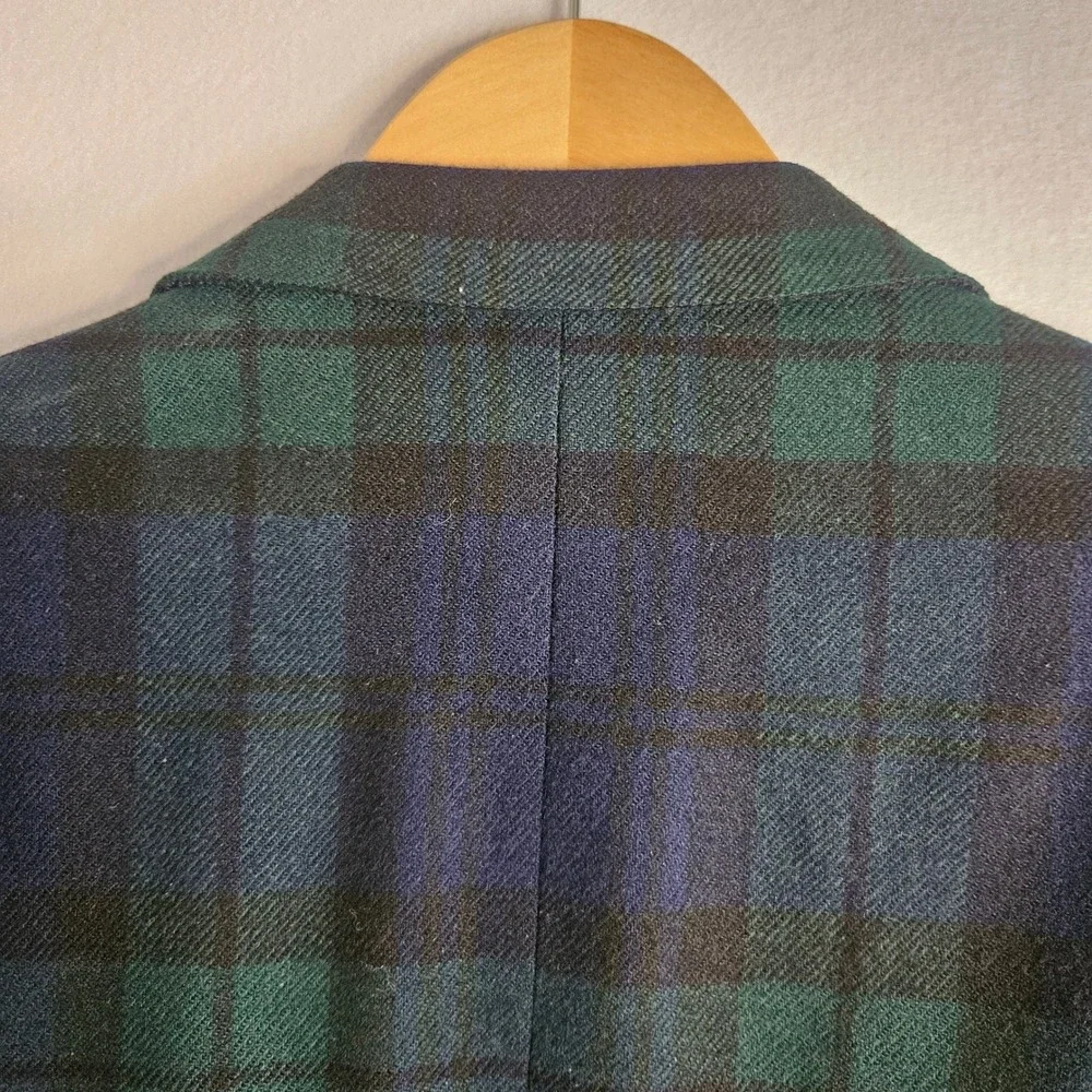 Vtg Burberrys Cashmere Black Watch Tartan Plaid Sport Coat Blazer Saks Fifth Ave